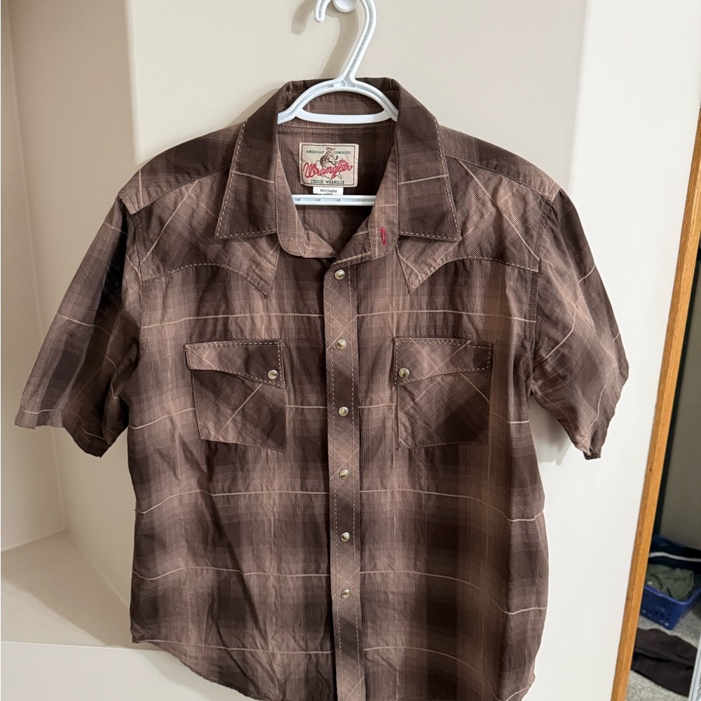 Wrangler Men's Brown Plaid Snap Shirt